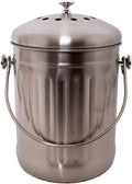 Lehman's Countertop Compost Bin, Odorless Kitchen Composting Pail with Carbon Filters, Stainless Steel 1 Gallon Composter Bucket with Lid for Food Scraps and Waste Recycling