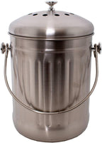 Lehman's Countertop Compost Bin, Odorless Kitchen Composting Pail with Carbon Filters, Stainless Steel 1 Gallon Composter Bucket with Lid for Food Scraps and Waste Recycling