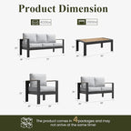 LayinSun 5 Piece Aluminum Outdoor Furniture Set with Coffee Table, Outside Patio Deep Seating Conversation Set with Upgraded Washable Thick Cushion