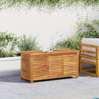 Wooden Garden Storage Box with Louver, Outdoor Cabinet Patio Storage Container for Furniture Tools, 44.5"x19.7"x22" Solid Wood Acacia,-130