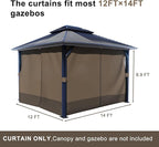 BPS 12' x 14' Gazebo Curtain Privacy 4-Panel Sidewall Outdoor Replacement Shade (Only Curtain)