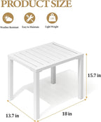 Crestlive Products Outdoor Side Table Set of 2, Aluminum Rectangular Side/End Table, Small Patio Coffee Bistro Table for Outdoor Indoor (White)