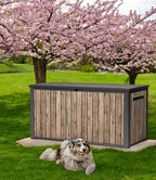 Outdoor Storage Deck Box, 170 Capacity, 27.7L x 57W x 29H inches (Ash Wood Brown)