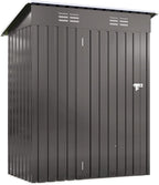 5x3x6FT Outdoor Storage Shed, Galvanized Steel Garden Shed with Lockable Door & Window, Waterproof Metal Tool Storage for Garden, Backyard, Patio, Lawn(Pitched Roof)
