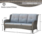 HUMMUH Outdoor Furniture Patio Furniture Set 6 Pieces Wicker Outdoor Sectional Sofa with Swivel Rocking Chairs,Patio Ottomans,Side Table