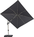 PURPLE LEAF 8' X 10' Left-right Tilting Patio Umbrella Outdoor Swivel Cantilever Umbrella Aluminum Offset Umbrella with Champagne Frame and 360-degree Rotation for Garden Deck Pool, Grey