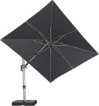 PURPLE LEAF 8' X 10' Left-right Tilting Patio Umbrella Outdoor Swivel Cantilever Umbrella Aluminum Offset Umbrella with Champagne Frame and 360-degree Rotation for Garden Deck Pool, Grey