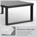 Aluminum Outdoor Coffee Table - Black Rectangle Patio Tables for Deck, and Poolside