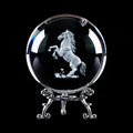 Crystal Ball Glass Globe Decor - Chinese Horse Sphere with Stand & Gift Box, Clear Decorative Globe, 3D Crystal Ball for Home Decor Photography, Gazing Divination Fengshui Meditation, 2.3 inch/60mm