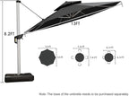 PURPLE LEAF 13 Feet Double Top Round Deluxe Patio Umbrella Offset Hanging Umbrella Outdoor Market Umbrella Garden Umbrella, Black