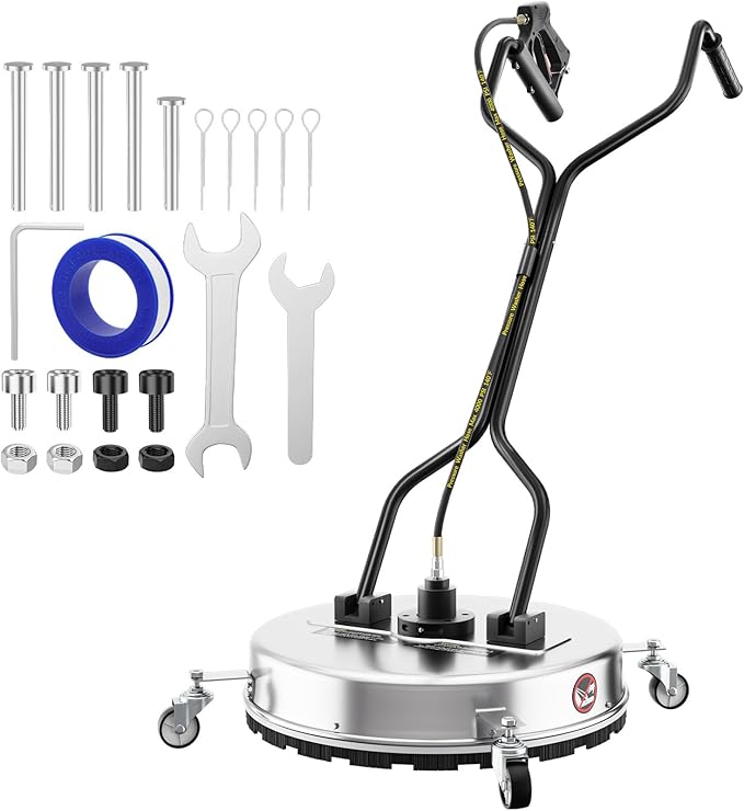 Doniks 21Inch Pressure Washer Surface Cleaner with 4 Wheels,Dual Handle,Stainless Steel Housing,4500 PSI Power Washer Accessory for Concrete, Patio, Sidewalk, Deck, Driveways and Daily Washing