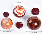 JIC Gem Red Agate Large Crystal Ball 3.5-4 inch(90-100mm) Round Healing Crystals Decorative Sphere with Wooden Stand Meditation Witchcraft Home Decor