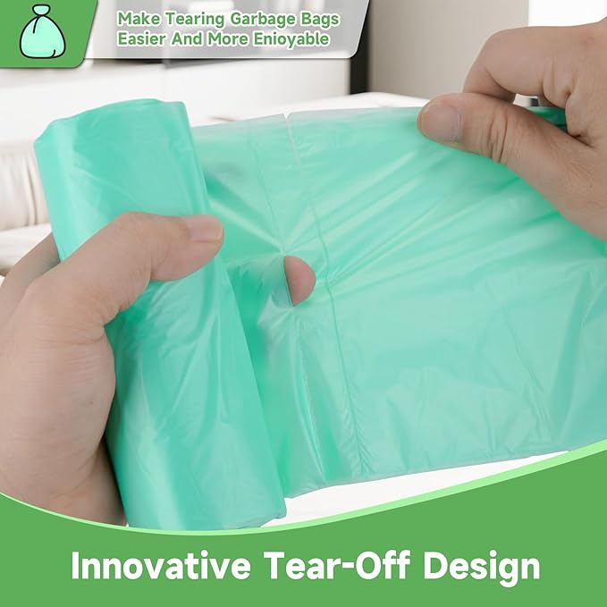 1.6 Gallon Small Trash Bags For Bathroom - Mini Garbage Bags(Fit 1.2-1.6 Gal 5-6L) 100 Count Unscented Biodegradable Compostable Waste Basket Kitchen Office Liners Strong Thick Bulk Heihaily