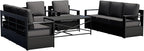 Outdoor Patio Furniture Set, 5-Piece Aluminum Patio Conversation Set All-Weather Metal Outdoor Sectional with 6 Inch Thick Cushions, Deep Setting for Garden, Outside and Porch