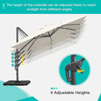 Sunnyglade 10x13Ft Cantilever Patio Umbrella Rectangular Deluxe Offset 360°Rotation & Integrated Tilting System Hanging Umbrella for Market Garden Deck Pool Backyard Patio (Beige, 10 x 13 ft)