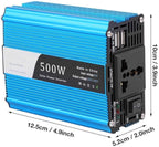 Keenso Power Inverter 500W DC 12V to AC 220V-240V Peak 600W Car Converter Dual USB Charger Adapter Vehicle Inverter Popular
