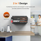 LiTime 3000W Inverter Charger, Pure Sine Wave Inverter 12V DC to 120V AC, 9000W Peak Power, UPS Function, 5A - 45A Adjustable Current, LCD Remote Control for RV, Home Backup, Truck, Boat