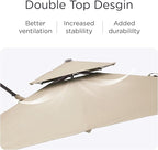 9' X 12' Cantilever Patio Umbrella with Base Included 360°Rotation Rectangular Outdoor Large Offset Umbrellas Double Top Heavy Duty Windproof for Garden Deck Pool, Beige