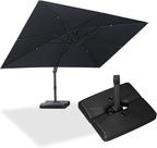 PURPLE LEAF 10' × 13' Patio Cantilever Umbrella with Base Outdoor Rectangle Adjustable Offset Umbrellas with 360-degree Rotation and 8 Heavy Duty Metal Ribs for Garden Deck Pool Grey