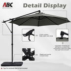 ABCCANOPY 10FT Cantilever Umbrella Offset Hanging Patio Umbrella with Base Stand Rotate and Tilt，Suitable for Garden, Lawn, Backyard（Dark Grey）