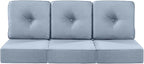 Luxury 22x24/22x25 6-Inch Patio Chair Cushions Set of 3 - Memory Foam Deep Seat Water Repellent Patio Cushion for Dining Rocking Swivel Chairs Loveseat 3-Seater Sectional Sofa - Baby Blue