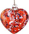 Hand Blown Glass Gazing Balls for Garden Love Heart Hanging Friendship Balls Christmas Ball Ornaments for Xmas Tree Decoration (Red - A)