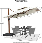 PURPLE LEAF 9ft Patio Umbrella Outdoor Square Umbrellas Large Cantilever Umbrella Windproof Offset Umbrellas Heavy Duty Sun Umbrella for Garden Deck Pool Patio, Cream