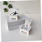 Veemoon 2pcs Miniature Wooden Beach Chair Decor Nautical Ornaments for Home Office Charming and Elegant Design for Christmas Weddings Birthdays and Festivals