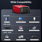 300w Power Inverter DC 12V to AC 110V - vansoet Car Plug Adapter Outlet with 3.4A Dual USB Fast Charging Port - Car Charger Cigarette Lighter Adapter for Phone, Laptop on Road Trip, Aluminum Housing