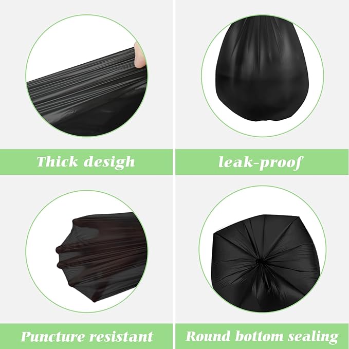 3 Gallon 120 Counts (fit 2.6-3.3 Gal) Small Trash Bags Garbage Bags by RayPard, 10-12 Liter Waste Basket Liner Fit 2.6,3.1,3.2,3.3 Gal Trash Can for Home Office Kitchen Bathroom Bedroom, Black