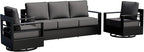 Outdoor Patio Furniture Set, 3-Piece Aluminum Patio Conversation Set All-Weather Metal Outdoor Sectional with 6 Inch Thick Cushions, Deep Setting for Garden, Outside and Porch