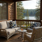 RSH DECOR: Square Throw Pillows Set of 4 | 20” x 20” | All-Weather Spun Fabric | Water and Fade-Resistant | Outdoor Accent Pillows for Patio Furniture | Daelyn Navy