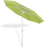 Midtown Umbrellas The Swilt 9 Feet Patio Umbrella in Sunbrella Macaw Acrylic Fabric - Fiberglass Ribs, Auto-Tilt Aluminum Frame For Backyard, Deck, Garden, Pool - White Pole