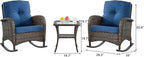 HUMMUH 5-Piece Outdoor Patio Furniture PE Wicker Patio Conversation Set,All-Weather Outdoor Rocking Chairs with Patio Couch Tables for Backyard,Poolside,Deck