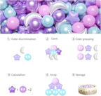 GOGOSO Ball Pit Balls Stars Moon Shapes Plastic Pitballs for Toddler Play Tent Baby Photo Props Kids Pool Water Toys Kiddie Pool Party Decor, Pearl Pink+Pearl Purple+Pearl Light Blue,100PCS