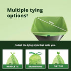 13 Gallon Compostable Trash Bags with Handle-Tie, Thick 0.87 Mil, 49.21 Liter, 30 Bags, Tall Kitchen Food Scrap Waste Bag, ASTM D6400, US BPI and OK Compost Home Certified