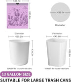VOK 13 Gallon Trash Bags with Lavender Print & Drawstring, Tear-Resistant Tall Kitchen Garbage Bags, Heavy-Duty Kitchen Trash Bags for Home, 50 Counts