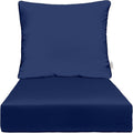 RSH DECOR Deep Seating Cushion with Pillow Back | 23.5” x 25” x 5" Seat | Water and Fade-Resistant Spun Fabric | Made in USA | Outdoor Chair Cushion Set for Patio Furniture (Navy Blue)