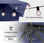 LAUSAINT HOME Outdoor Patio Gazebo 10'x20' with Expansion Bolts, Heavy Duty Party Tent & Shelter with Double Roofs, Mosquito Nettings and Privacy Screens for Backyard, Garden, Lawn, Elegant Navy Blue