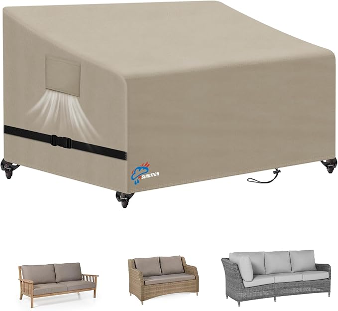 SIRUITON 4-Seat Garden Patio Sofa/Loveseat/Bench Cover 73" W x 27" D x 35" H,Heavy Duty 420D Oxford Waterproof Outdoor Sofa Cover, Lawn Patio Furniture Covers