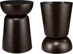 BIRDROCK HOME Metal Decorative Garden Stool and Outdoor Accent Side Table - Modern Industrial Round End Table for Home Furniture, Porch, Patio Decor, Garden, Deck - Dark Antique Bronze, 14" H x 14" D