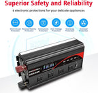 2500 Watt Inverter with LCD Display & Remote Control 12V DC to 110V/120V AC Converter Peak Power 5000W Car Inverter with 4 Sockets & 4 USB Ports for RV Truck Camping Off-Grid Solar System