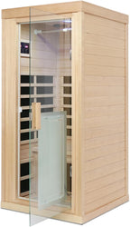 Infrared Sauna for Home One Person Far Infrared Hemlock Standard Indoor Sauna Room with Bluetooth Audio, Reading Light, Natural