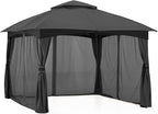 MASTERCANOPY Outdoor Patio Gazebo for Garden with Upgrade Steel Frame and Netting Walls (10x10,Gray)