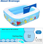 Kiddie Pool, 47"×35"×13" Inflatable Pool with Inflatable Soft Floor, Cool Summer Swimming Pool for Kids and Family, Blow Up Pool for Backyard, Garden, Indoor, or Outdoor