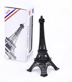 ESHATO Black Metal Eiffel Tower Statue, 7inch Decorative Figurine Replica Stand Holder for Cake Topper Table Decor Gift Party Home Decoration