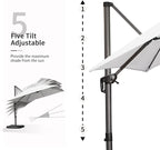 PURPLE LEAF 10' X 13' Patio Umbrella Outdoor Cantilever Rectangle Umbrella Aluminum Offset Umbrella with 360-degree Rotation for Garden Deck Pool Patio White