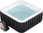 Blow Up Inflatable Hot Tub, 4-6 Person Large Square Portable Hot Tub, Leak-Proof PVC Outdoor Spa with 130 Air Jets, Heater Pump and Insulated Cover, 73” X 73”X 25”