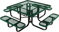COATEDOUTDOORFURNITURE Heavy-Duty Portable Outdoor Kids Table with Umbrella Hole, Expanded Metal Kids Picnic Table, Commercial-Grade, Made in America (46 in, Square, Childrens, Textured Green)