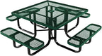 COATEDOUTDOORFURNITURE Heavy-Duty Portable Outdoor Kids Table with Umbrella Hole, Expanded Metal Kids Picnic Table, Commercial-Grade, Made in America (46 in, Square, Childrens, Textured Green)